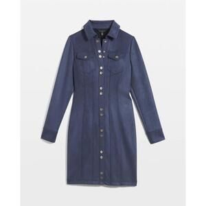 WHBM Long Sleeve Fx Suede Shacket Dress Blue Size 4 Sold Out